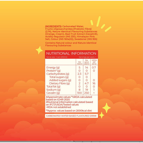 Quenzy Orange cream Prebiotic soda  250ml