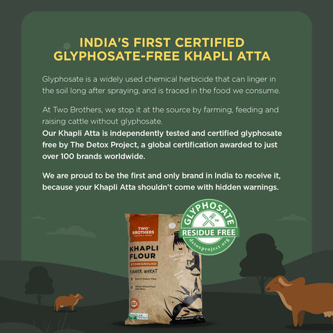 Khapli Wheat Flour (2kg) | India's Only Certified Glyphosate Free Atta | Low-Gluten Wheat Flour