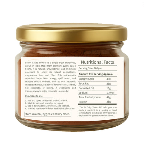 Ecotyl Cacao Powder | Rich in Antioxidants | Boosts Energy | 150g