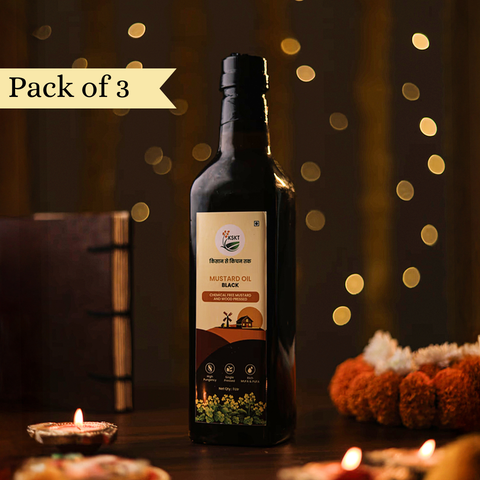 KSKT Black Mustard Oil (Cold Pressed) (Pack of 3)