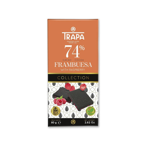 Trapa Choco Bar Collection - 74% Noir with Raspberry 80g
