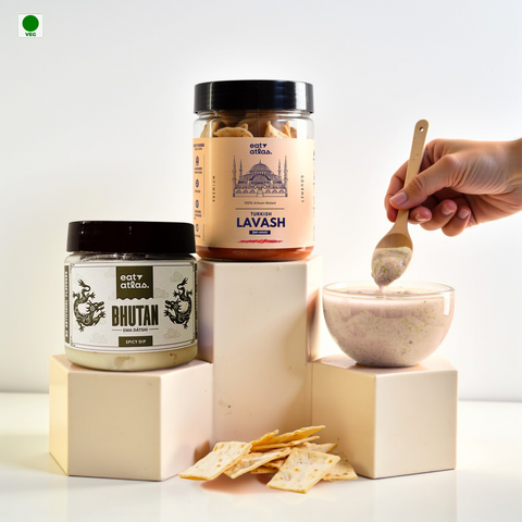Eat Atlas Bhutan’s Ema Datshi with Lavash Chips 100 grams + 60 grams