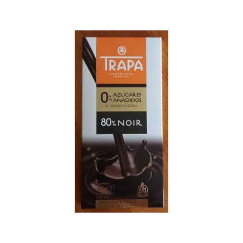 Trapa Bar 0% Sugar - Noir 80% 80g