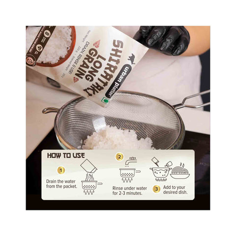 Urban Platter Shirataki Long-Grain Rice, 220g (Keto-friendly, Low-Carb, Low-Calories, Fat-free, Gluten-free, Konjac Miracle Rice)
