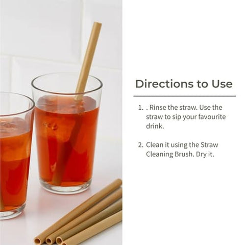 Bamboo Straws with Cleaning Brush  Set of 6