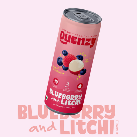 Quenzy Blueberry Litchi Prebiotic soda  250ml