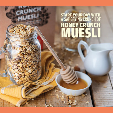 Nourish Organics Honey Crunch Muesli, 300g | Whole-Grains | Cashews, Almonds & Raisins