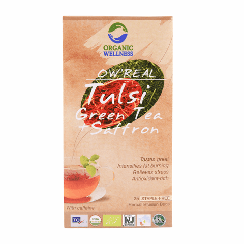 Organic Wellness Tulsi Green Tea + Saffron (25 Tea Bags)