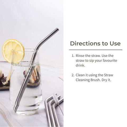 Stainless Steel Straw Bent with Cleaning Brush