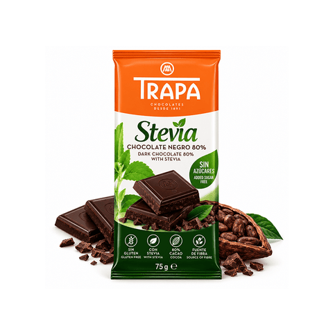 Trapa Stevia Bar Chocolate Noir 80% 75g