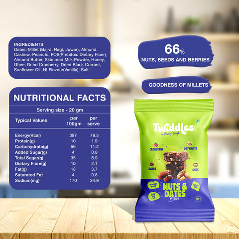 Twiddles Date and Nut Power Bite 20grams  each pack