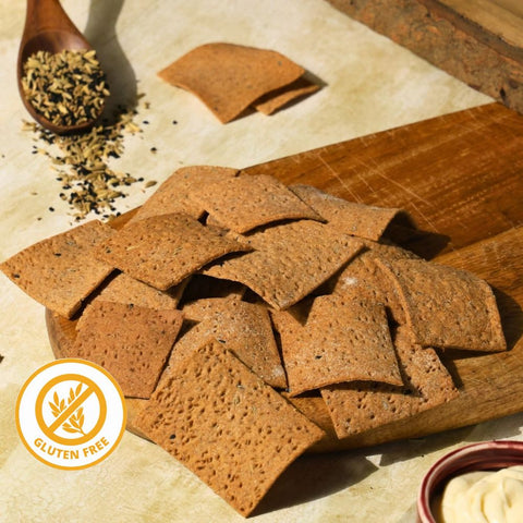 Glutenfree Jowar Sourdough Crackers with Nigella Fennel And Carom Seeds