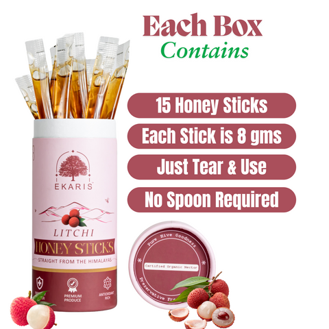 Honey Litchi Flavored Sticks | Pure & Natural - 25 pcs