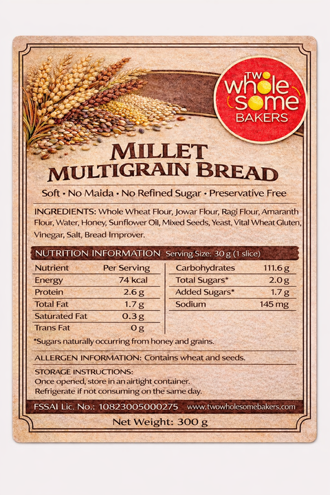 Bread Loaf - Millet & Atta Multigrain Bread Loaf - Maida-free & Sugar-free