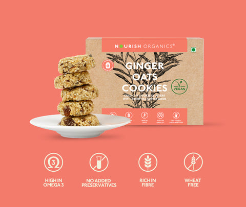 Nourish Organics Ginger Oats Cookies 120grams