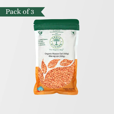 Organic Masoor Dal Pack of 3 (Certified Organic)