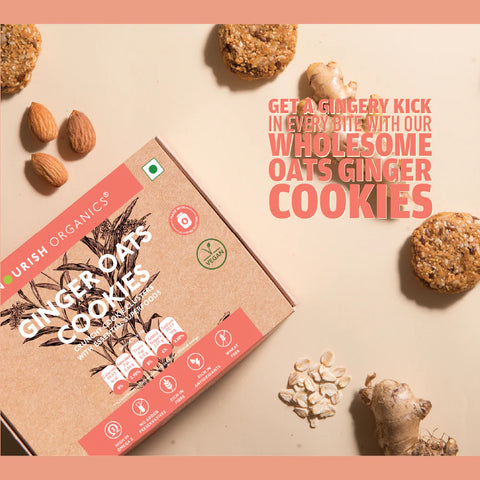 Nourish Organics Ginger Oats Cookies (Pack of 5x2) - Wheat-Free