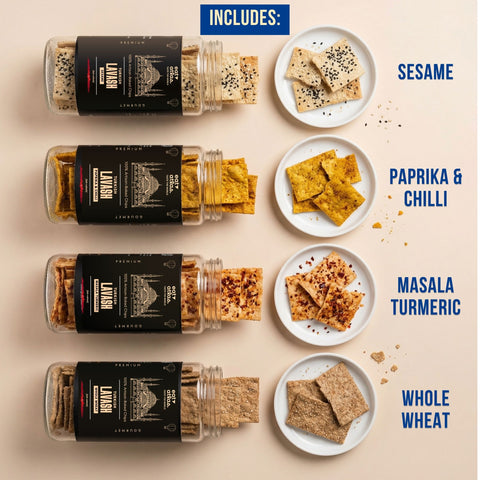 Eat Atlas Five Seeds Whole Wheat Lavash Chips | Ultra-Crispy, Olive Oil, Baked, Just Add Dip (85g)