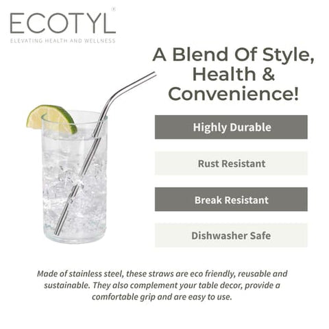 Ecotyl Stainless Steel Straw Bent with Cleaning Brush