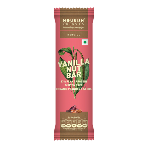 Nourish Organics Vanilla Nut Bar, 30g (Pack of 6)