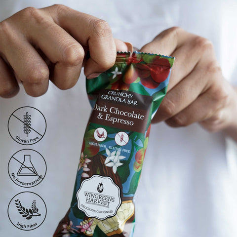 Wingreens Farms Crunchy Granola Bars - Dark Chocolate & Espresso (Single) 40grams