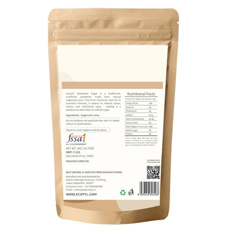 Ecotyl Khandsari Sugar | Unrefined Natural Sweetener | Rich in Malth | 200g