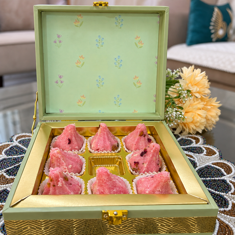 Rose Modak - 9 Pcs Box (Delivered Separately Next Day)