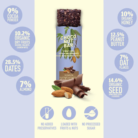 Nourish Organics Choco Nut Bar, 30g (Pack of 6)