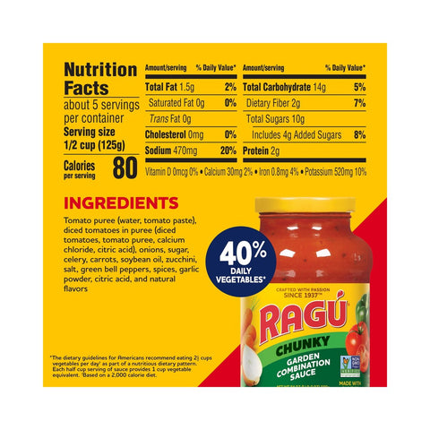 Ragu Garden Combination Pasta Sauce 680g