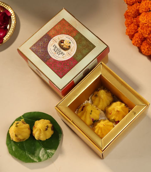 Kesar Modak 4Pcs Box (Delivered Separately Next Day)