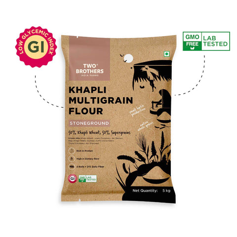Khapli Multigrain Atta (5kg)| 8 Super Grains Flour Mix | High Fibre & High Protein | Low GI Atta