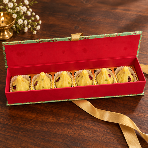 Kesar Modak - 6 Pcs  Box (Delivered Separately Next Day)