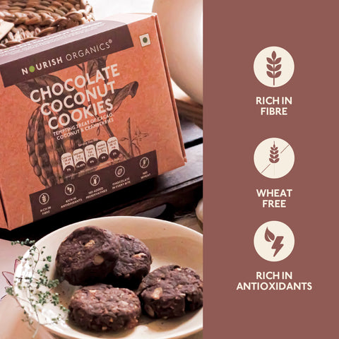 Nourish Organics Chocolate Coconut Cookies (Pack of 5x2) - Wheat-free