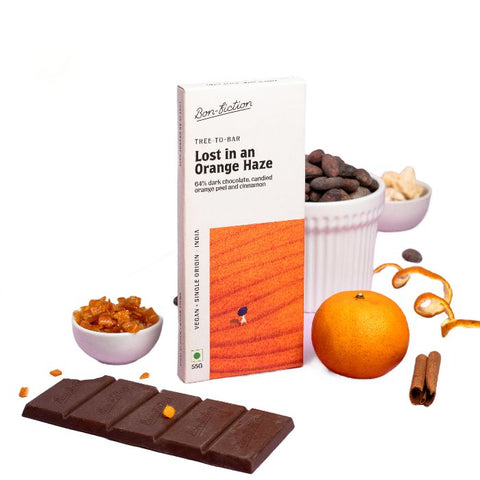Lost In An Orange Haze - 64% Dark Orange Cinnamon Chocolate Net Weight: 55gms