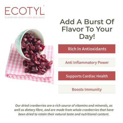 Ecotyl Dried Cranberries | Seedless Dried Fruit |