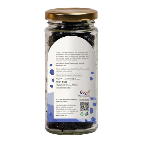 Ecotyl Dried Blueberries | Whole Dried Fruit |